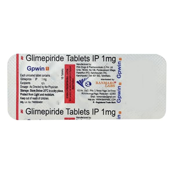 GPWIN 1mg Tablet 10's - Diabetes-Ant