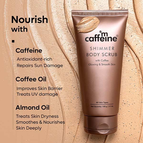 Mcaffeine Shimmer Body Scrub with Coffee for Smooth and Glowing Skin Limited Edition 150 gm - Scrubs & Exfoliants