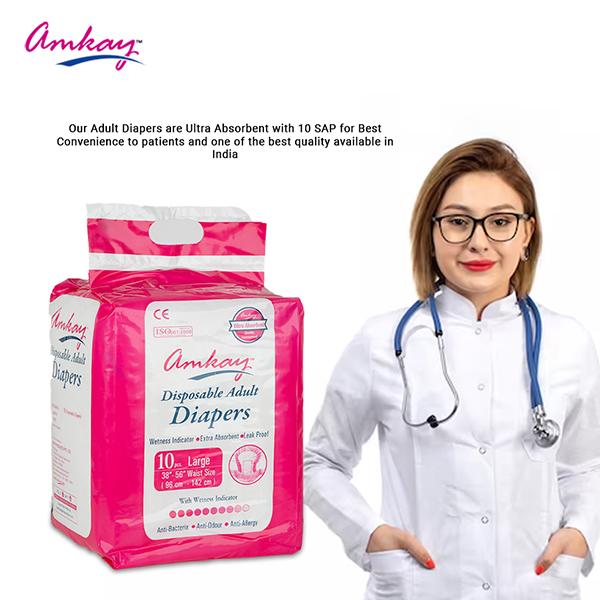 Amkay Disposable Adult Diapers (L) 10's - Adult Diapers & Pads