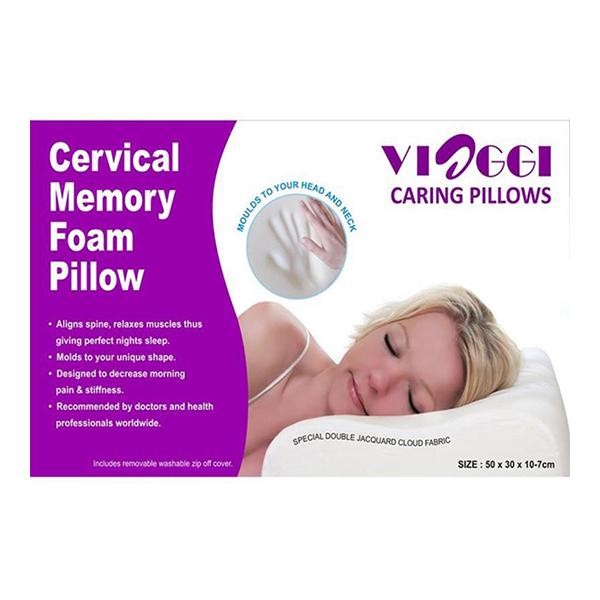 VIAGGI Cervical Contoured Therapeutic Support Memory Foam Sleeping Pillow - White - Pads And Pillows