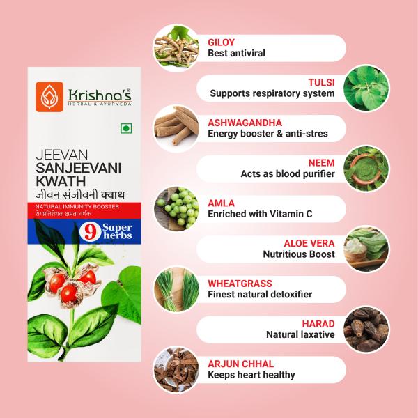 Krishna's Herbal & Ayurveda Jeevan Sanjeevani Kwath 1000 ml - Ayurvedic Juices