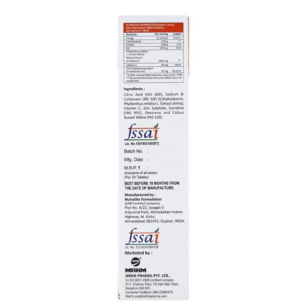 EFVC 1000 Orange Flavour Tablet 20's - Supplements-Vic