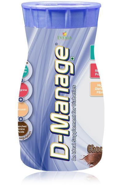 Evexia D-Manage Supplement for Diabetic Chocolate Flavor Powder 500 gm - General Health
