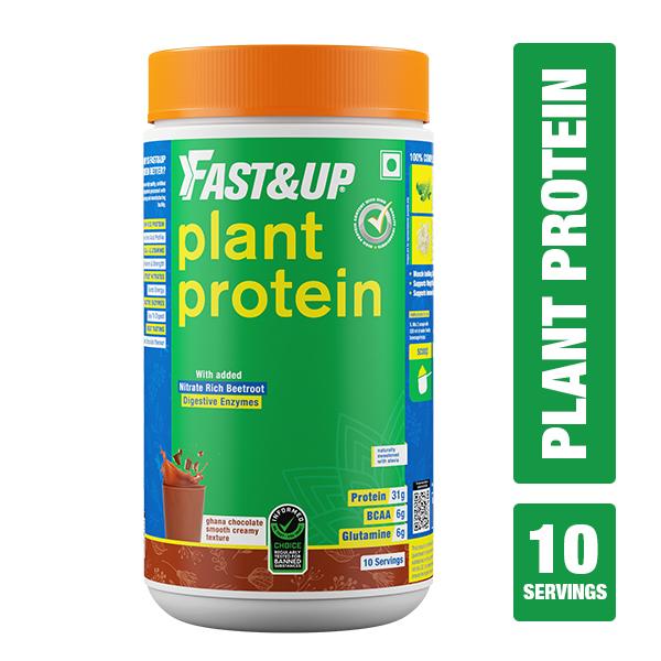 Netmeds | Fast&Up Plant Protein Isolate Powder - Ghana Chocolate Flavour 450 gm