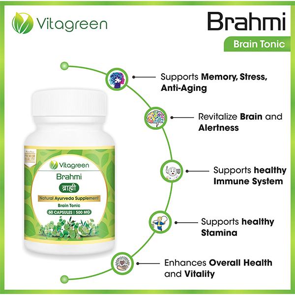 VitaGreen Brahmi Capsules 60's - Herbal Dietary Supplement