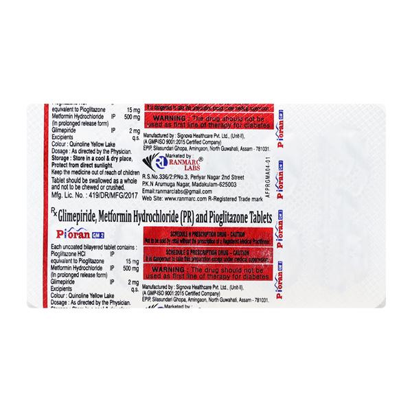 PIORAN GM 2mg Tablet 10's - Diabetes-Ant