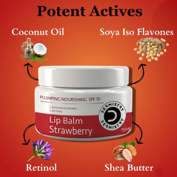 Dermistry Plumping Nourishing SPF 10 Lip Balm - Strawberry 15 ml - Lip Balms