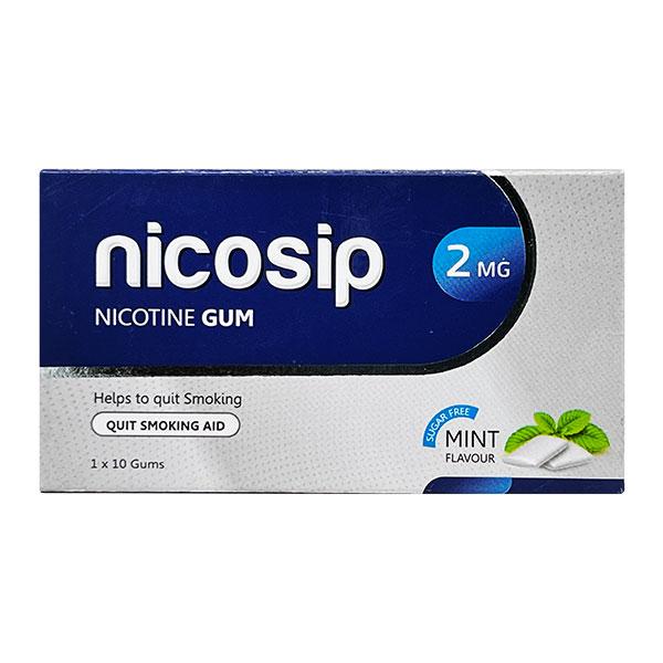 Netmeds | NICOSIP SUGAR FREE MINT FLAVOUR 2mg Gum 10's