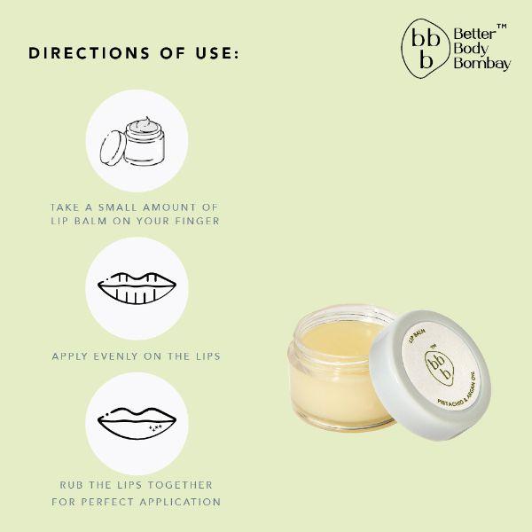 BBB Better Body Bombay Lip Balm- Pistachio & Argan Oil 10 gm - Lip Balms