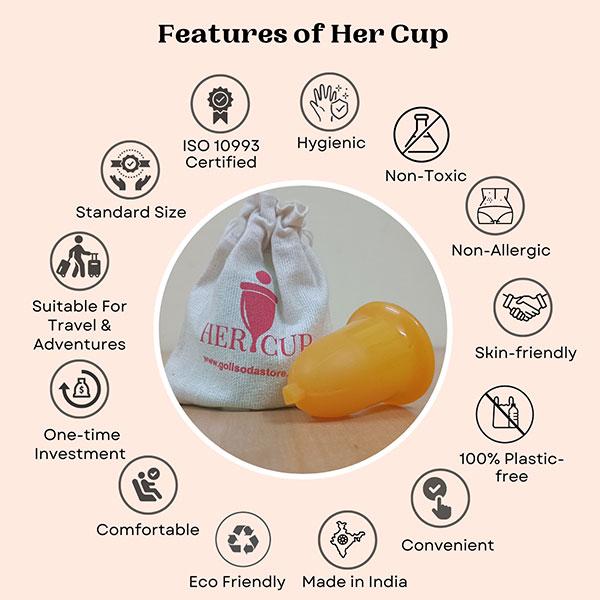 Goli Soda Her Cup Reusable Menstrual Cup for Women - Yellow 1's - Menstrual Cups