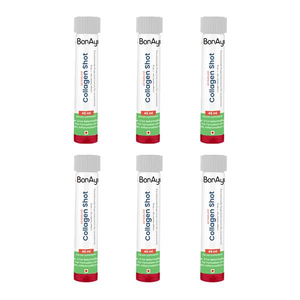 BonAyu All Natural Type - II Collagen Shot (Pack of 6 x 45 ml) - Multi-Vitamins