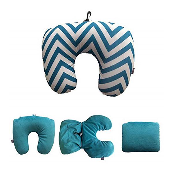 Netmeds | VIAGGI 2 in 1 Microbeads Convertible Neck Pillow- White & Blue