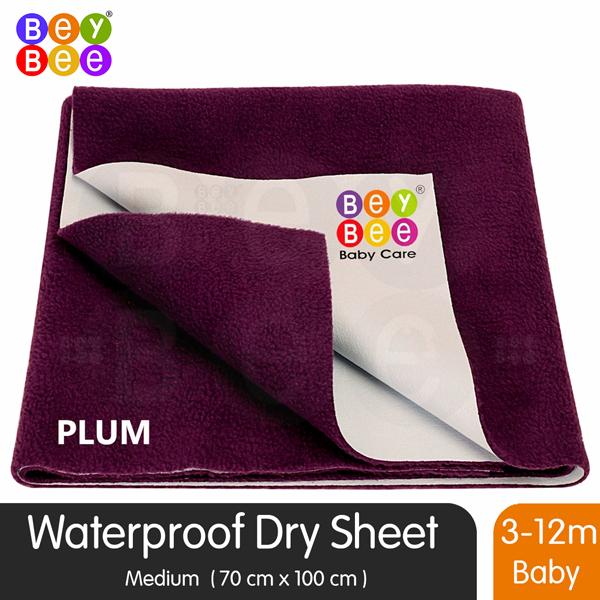 Netmeds | BeyBee Baby Care Waterproof Bed Protector Sheet - Plum (M) 2's