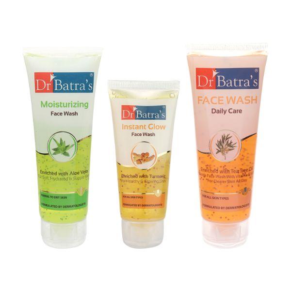 Netmeds | Dr Batra's Moisturizing Face Wash 100 gm + Instant Glow Face Wash 50 gm + Daily Care Face Wash 100 gm