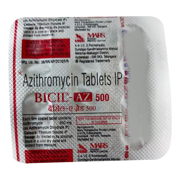 BICIL AZ 500 Tablet 5's - Bacterial Infections-Mac
