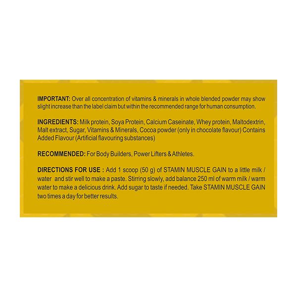 Stamin Muscle Gain Powder - Chocolate Flavour 1 kg - Workout Essentials