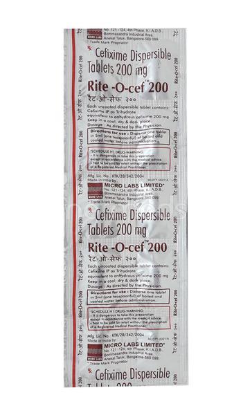 Rite O Cef 200mg Tablet 10'S - Bacterial Infections-Cep