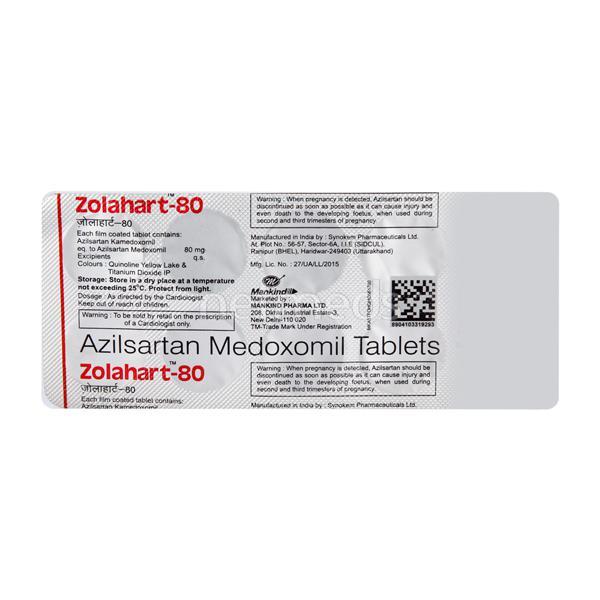 Zolahart 80mg Tablet 10'S - Hypertension-Ang