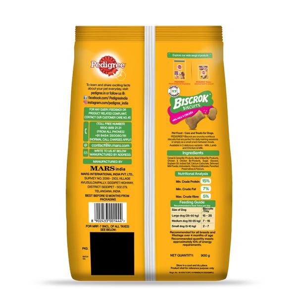 Pedigree Biscrok Biscuits - Milk & Chicken Flavour 900 gm - Petfood