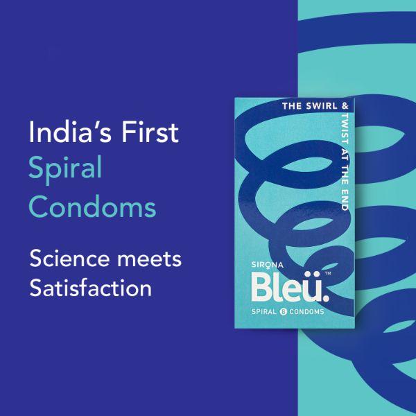 Bleu Spiral Condoms for Men (Pack of 2 x 8's) - Plain/Flavoured Condoms