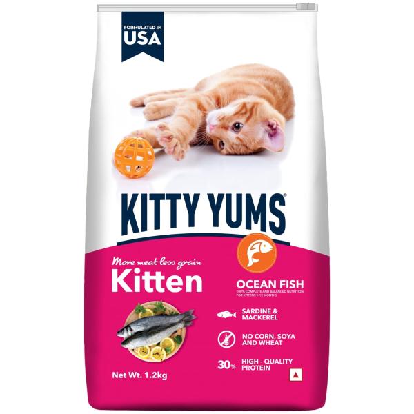 Netmeds | Kitty Yums Kitten(1-12 Months) Dry Cat Food, Ocean Fish 1200 gm