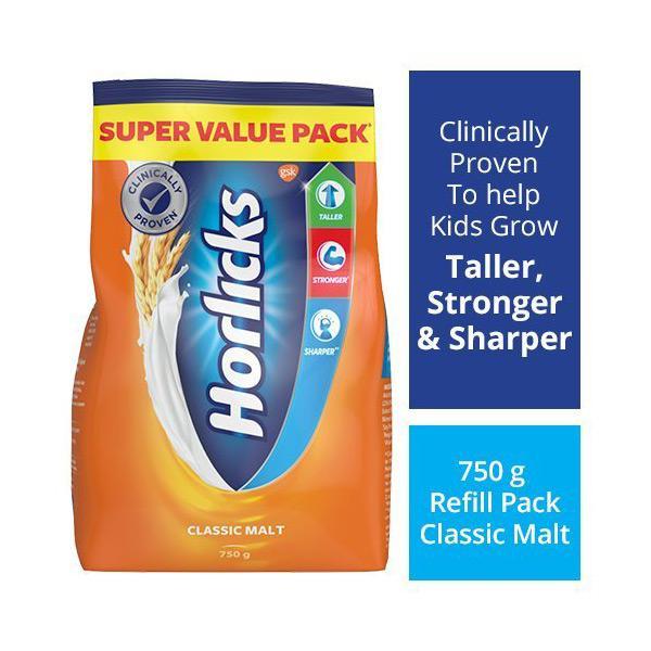 Horlicks Nutritional drink Powder - Classic Malt Flavour 750 gm (Pouch) - Daily Health Drinks