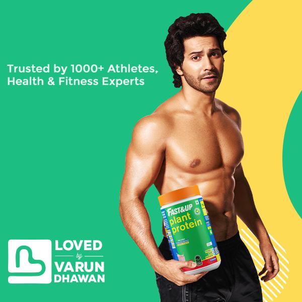 Fast&Up Vegan Plant Protein Powder - Strawberry Splash Flavour 440 gm - Workout Essentials