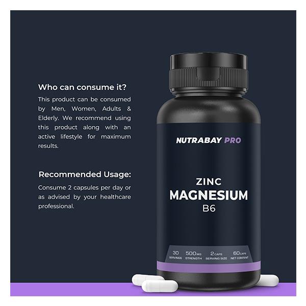 Nutrabay Pro Zinc Magnesium B6 500mg Capsule 60's - Calcium And Minerals