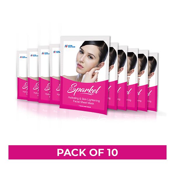 Sparkel Hydrating & Skin Lightening Face Mask Sheet 10's - Masks & Peels