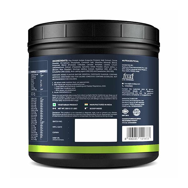 Nutrabay Wellness Vegan Plant Protein + Superfoods - Rich Chocolate 500 gm - Whey Proteins