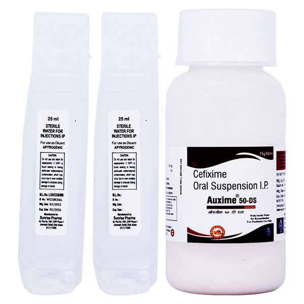 AUXIME 50 DS ORANGE FLAVOUR COMBO PACK Oral Suspension 60ml - Bacterial Infections-Cep