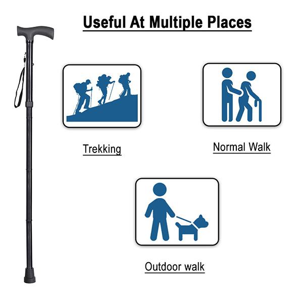 MCP Folding Walking Stick - Black - Wheelchairs & Walking Sticks