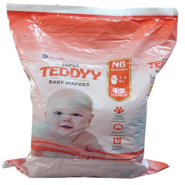Teddyy Baby Diapers - Super (NB) 5's - Diapers & Wipes