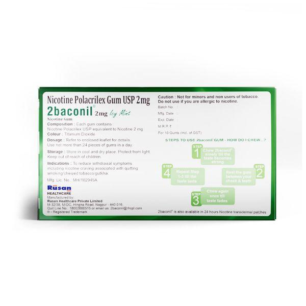 2baconil Icy Mint 2 mg Chew Gum 50's (N) - Nicotine Gums/Lozenges