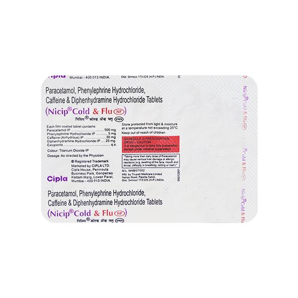 Nicip Cold & Flu Nf Tablet 10'S - Cough And Cold-Cou