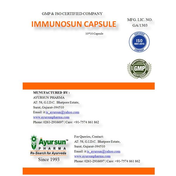 Ayursun Immunosun Capsule 100's - Health Products