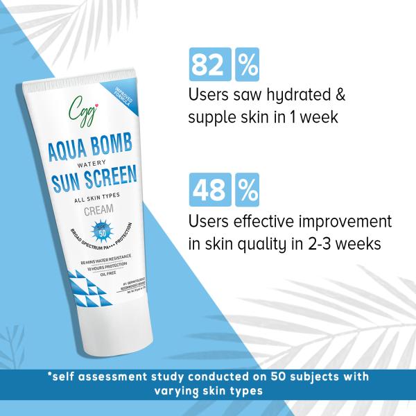 CGG Cosmetics Aqua Bomb Watery Sunscreen Cream SPF 50 Broad Spectrum PA+++ Protection 50 gm - Bb & Cc Creams