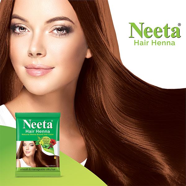 Neeta Hair Henna Hair Color - Natural Brown 125 gm - Henna