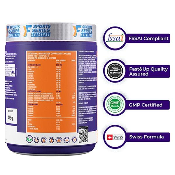Fast&Up EAA Intra Training Supplement (30 Servings) - Peach Ice Tea Flavour 402 gm - Bcaa Supplements