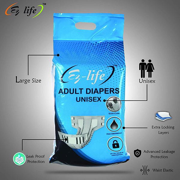 Ez-life Adult Diapers Unisex (L) (Pack of 2 x 10's) - Adult Diapers & Pads
