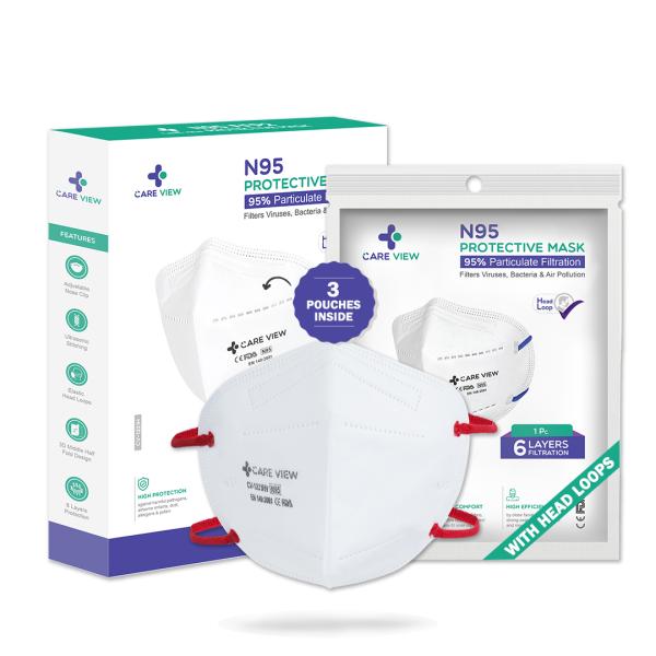 Netmeds | Care View N95 FFP2 Protective Face Mask - Head Loop 3's