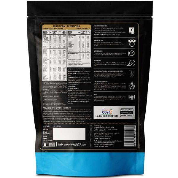 MuscleXP Pro Mass Gainer with Whey Protein Powder - Chocolate Fudge 1 kg - Whey Proteins