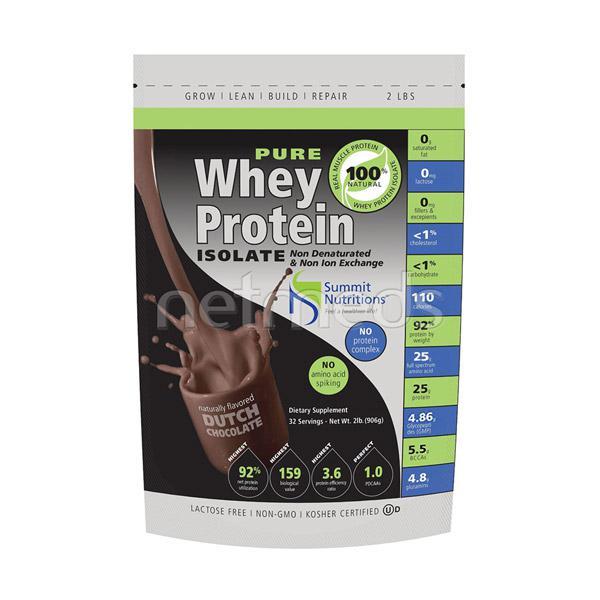 Summit Nutrition Pure Whey Protein Isolate Powder - Dutch Chocolate 2 lb - Whey Proteins