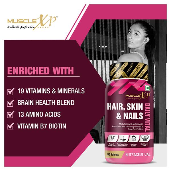 MuscleXP Daily Vital Hair, Skin & Nails Tablet 60's - Hair & Skin