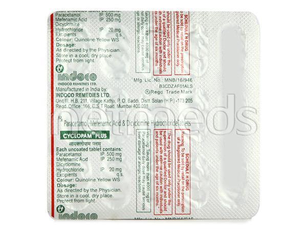 Cyclopam Plus Tablet 15'S - Muscle Spasm-Ant