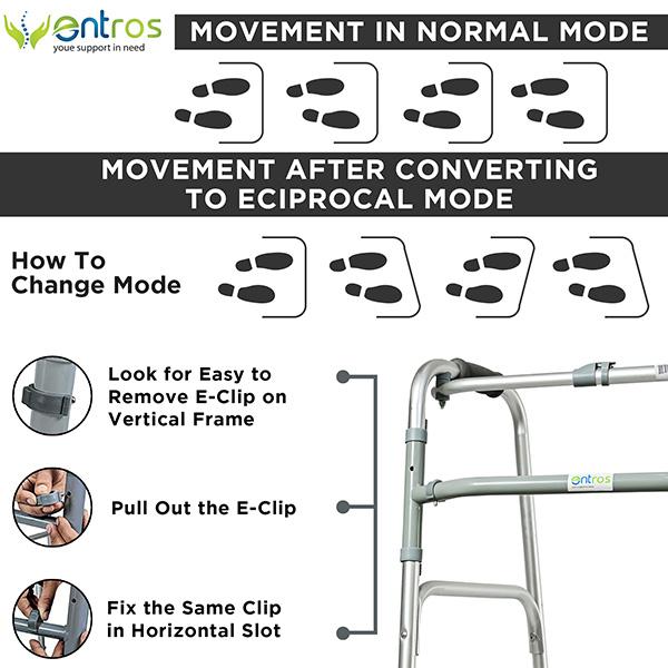 Entros Walker Aluminium (EHS913L) - Wheelchairs & Walking Sticks