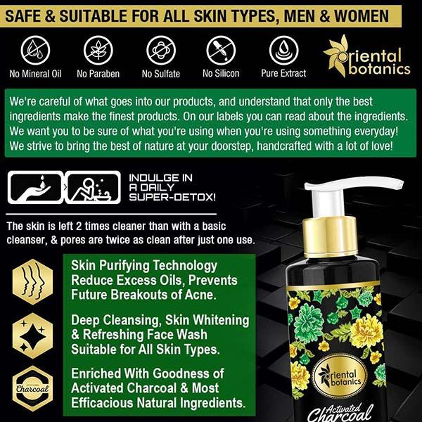 Oriental Botanics Activated Charcoal Bright Glow Face Wash 200 ml - Face Wash & Cleansers