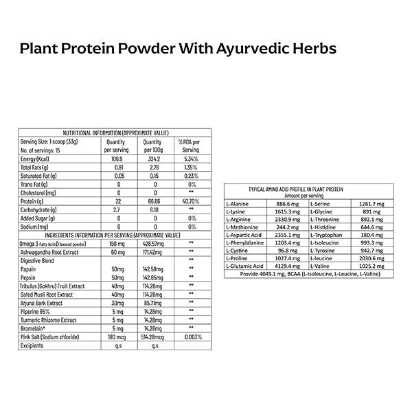 Panchamrit Plant Protein (Pea & Brown Rice Protein) - Delicious Chocolate 500 gm - Protein Drink