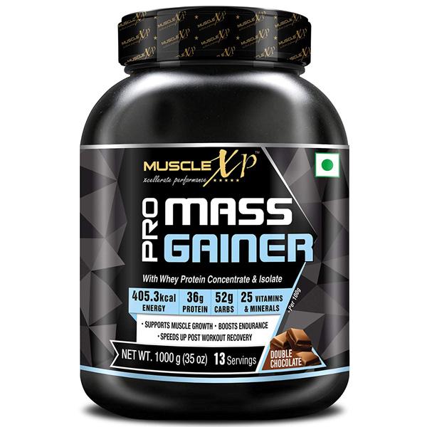Netmeds | MuscleXP Pro Mass Gainer Powder (13 Servings) - Double Chocolate Flavour 1 kg
