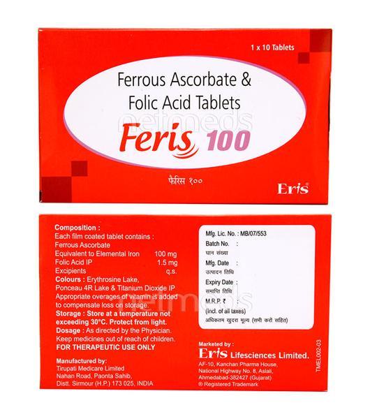 Feris 100mg Tablet 10'S - Iron Supplement/Anaemia-Vma